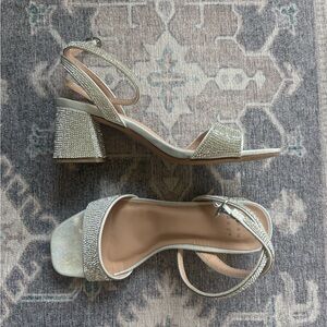 a new day Silver Rhinestone Block Heel Sandals